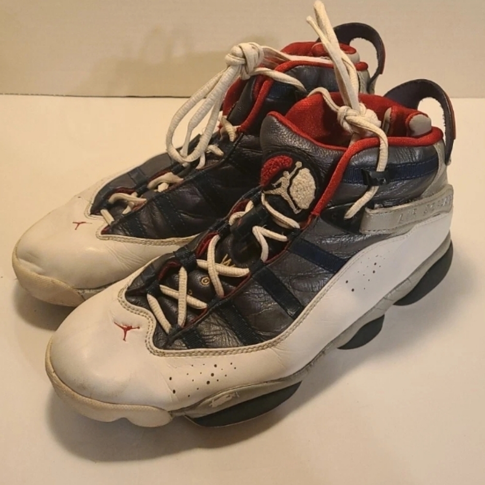 NIKE 2008 AIR JORDAN 'OLYMPIC' 6 RINGS 8.5 US BLUE WHITE RED SILVER 322992-161